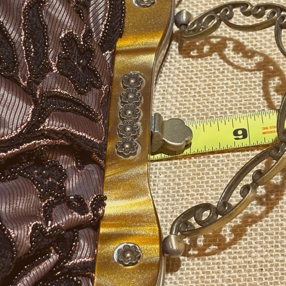 VTG Beaded Embroidered Handbag Purse Chain Mother-of-Pearl Formal Luxe VictoriaV - Picture 9 of 16